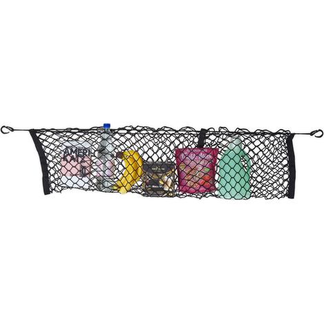 Relaxdays Filet pour voiture, élastique, pour appuie-tête, coffre, avec crochets, universel, noir