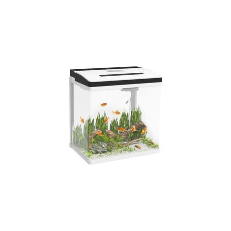 Aquarium en verre avec filtre couvercle et lumière LED pour poissons capacité 28 L 38 x 26 x 39,5 cm blanc