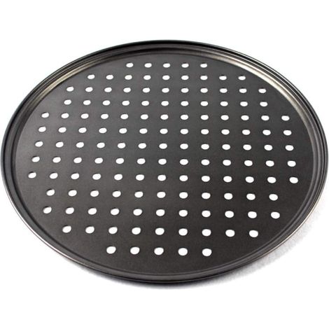 1 Plaque à pizza, Acier au carbone, Antiadhésive, Perforée, 28 cm, Pour maison et restaurant