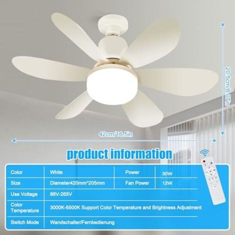Plafonnier avec ventilateur, ventilateur de plafond LED silencieux, avec éclairage et télécommande, 3 modes dimmables, 3 vitesses de vent, fonction minuterie, ventilateur de plafond pour salon chambre (1/4)