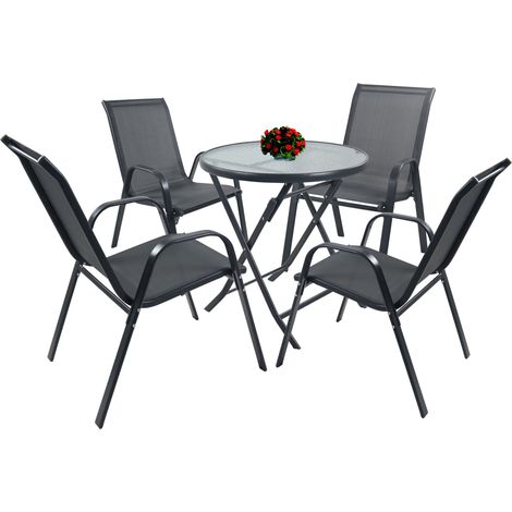 VCM 5pcs Set Mobili da Giardino  Gruppo Da Pranzo di Gruppo  1xTavolo, 4x Sedie  Tavolo Dimensioni ca. A. 70 x L. 70 x P. 70 cm  Set da giardino - Sonlas (Antracite)