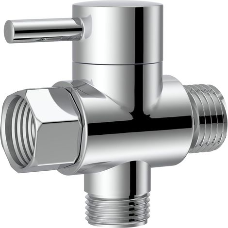 ZHIJIA PREMIUM Valve inverseur en T G 1/2 latón chromé - Pour douche fixe et douchette manuelle (1/5)