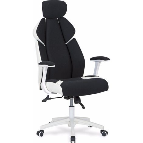 Silla de oficina Houston 1492, Negro + Blanco, 120x65x70cm, Con reposabrazos, Con ruedas, Mecanismo de la silla: Varios bloques (1/4)