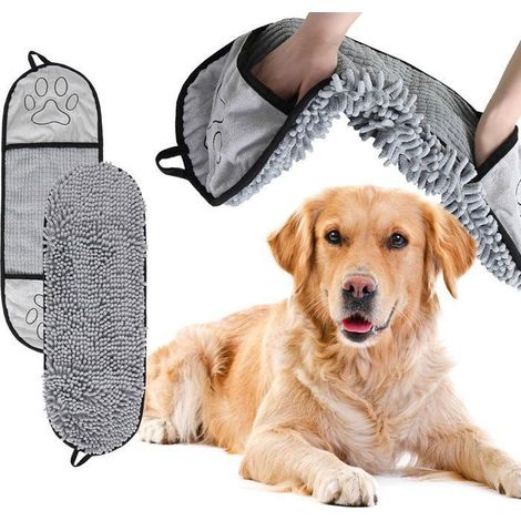 2 serviettes absorbantes en microfibre pour sécher les chiens et les animaux de compagnie (1/5)