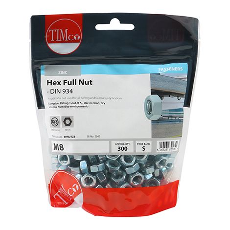 TIMCO Hex Full Nuts DIN934 Silver - M8