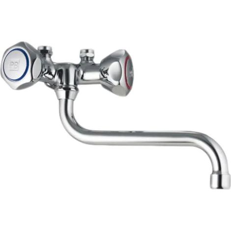 Rubinetto miscelatore monoforo cromato a parete con attacco scaldino 3/8" PORTA E BINI (1/3)