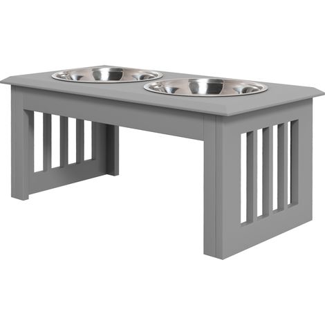 Gamelle surélevée pour chien avec 2 bols amovibles en acier inoxydable 58,4 x 30,5 x 25,4 cm Gris (1/5)