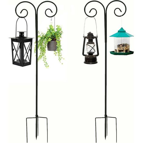 UNHO Gancho Pastor de Macetas Jardín 2 Pcs Colgador de Pie Exterior de Metal de Altura Ajustable 110-240 cm para Balcón Terraza