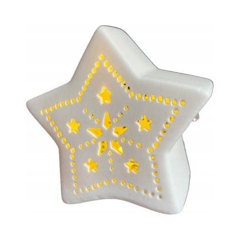Lampada a stella in ceramica bianca a LED 9 cm Ideenwelt (1/2)