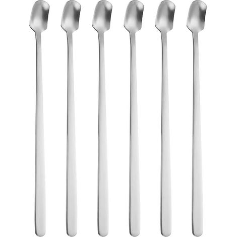 Lot de 6 cuillères à café, cuillères à café, cuillères mélangeuses avec tête carrée, cuillères à café de qualité supérieure en acier inoxydable, polies miroir, passent au lave-vaisselle, pour café