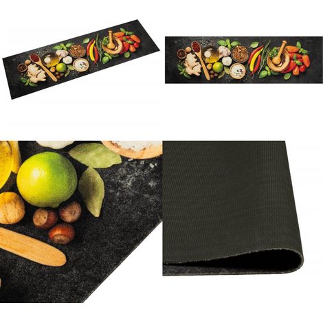 Küchenteppich Waschbar Gewürze 45x150 cm Samt - Küchenläufer - Samt - PVC - Rutschfest - Maschinenwäsche - Home & Living (1/5)