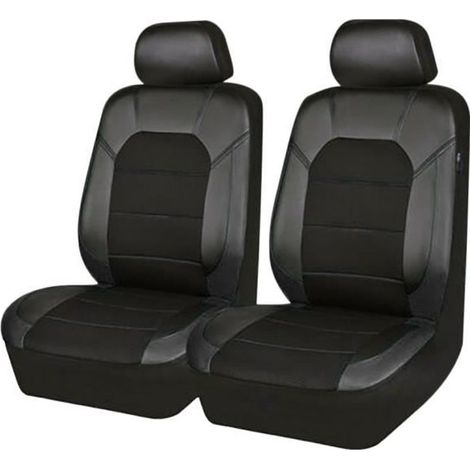 Housse de siège auto universelle en cuir PU - 4 pièces - Noir (1/3)