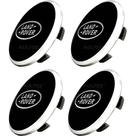 Enjoliveur de moyeu avec logo central 62 mm en ABS compatible avec les accessoires Land Rover (LR noir - noir) (1/4)
