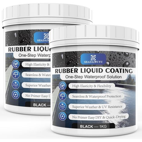 Noir Luiqide Étanchéité,2KG Membrane d’Étanchéité Toiture,Agent de Revetement Impermeable Résistant UV (1/5)