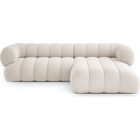 Canapé d'angle 5 places en chenille beige clair (1/5)