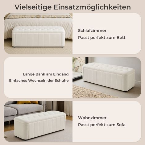 Banc en velours avec rangement, banc capitonné moderne aux angles arrondis, banc de rangement, pouf capitonné pour chambre, salon, entrée (1/5)