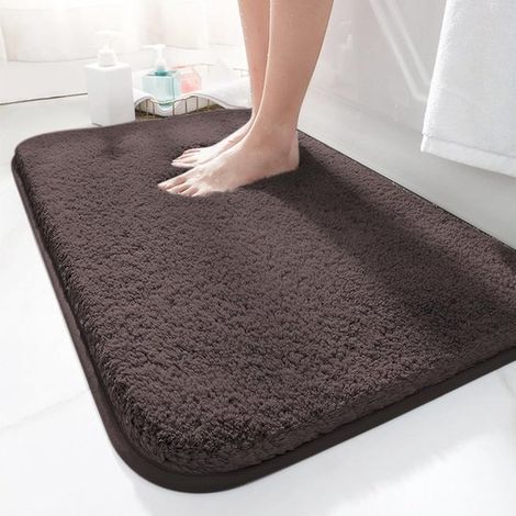 Badematte, 50 x 80 cm, rutschfest, Mikrofaser, hochflorig, weich und saugfähig für Badezimmer, maschinenwaschbar für Badewanne, Dusche und WC (br (1/5)