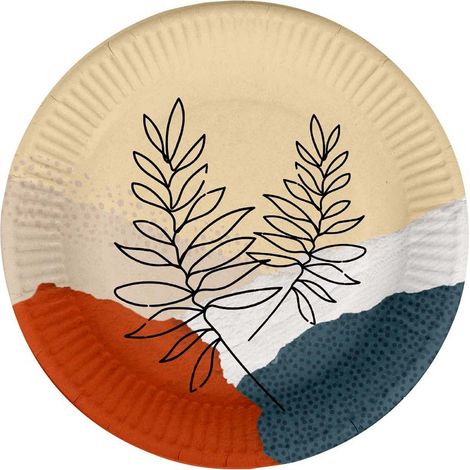 Set de 10 assiettes en carton 23 cm Fleurs abstraites