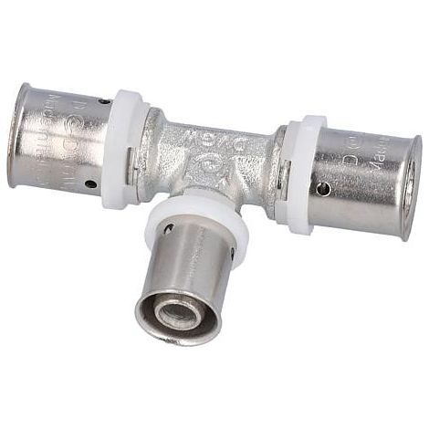 Raccord a sertir pour tube multicouche, piece T reduite, etame, 26x3-20x2-26x3mm (1/5)