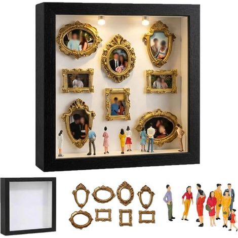 Set de museo de muñecas en miniatura para armar tú mismo, marcos, marcos en miniatura con luces LED, marcos en miniatura vintage (1/5)
