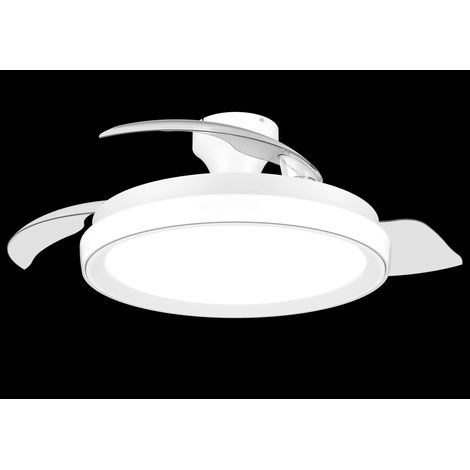 Ventilador de techo con aspas retráctiles, led 3 cct, dc 28 w + 35 w, modelo bliss, blanco, ø106 cm