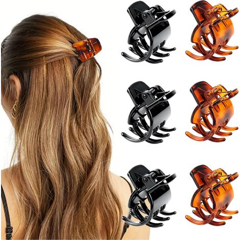 Petite Pince Cheveux Femme, 6 Pièces Barrette Cheveux Femme Antidérapante Hair Clips Cheveux Accessoire Cheveux Ultra-Résistant pour Tresse, Chignon et Queue de Cheval (1/5)