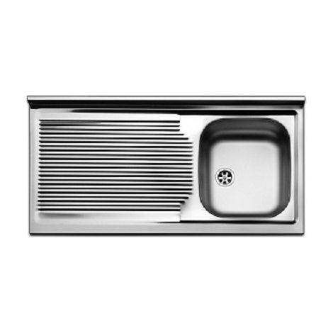 Lavello inox 100 cm da mobile Cromato Gocciolatoio a Sinistra