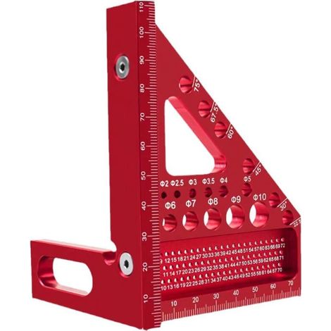 3D Mitre Angle Gauge, Multifunction 22.5-90 Degree Aluminum Alloy Precision Measuring Tool Scribing Tool Woodworking Measuring Tools for Carpenters Engineers Red MUMU (1/4)
