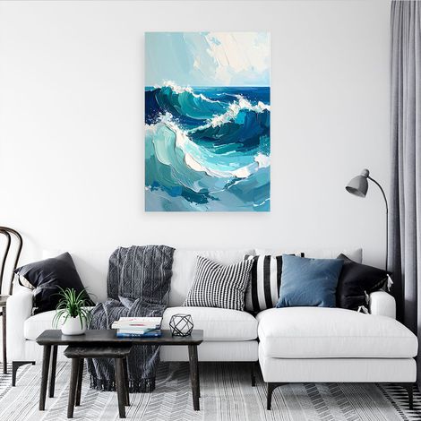 Wandbild Meereswellen Pastell Landschaft Türkisfarbenes Meer 60x90 (1/4)