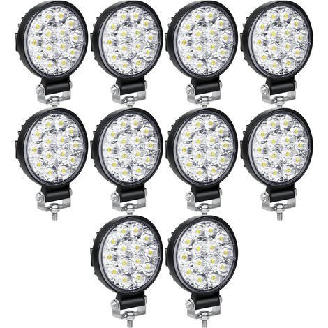 10 Phare De Travail Led, 3.2 Pouces, 42w, Etanche Ip67, Pour 4x4 Camion Tracteur Suv Bateau (1/5)