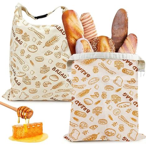 Sacs à Pain Réutilisables en Cire d'abeille,43 cm × 33 cm 2 Pièces Sac a Pain Cire Abeille, Sachets Conservation de Pain, Sac de Stockage de Pain Écologique pour Pain Pâtisseries Maison (1/5)