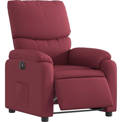 vidaXL Poltrona Elettrica Reclinabile Rosso Vino in Tessuto (1/5)