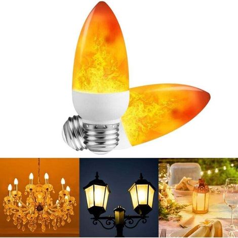 【2 Stück】E27 LED-Kerzenflammenbirne, stimmungsvolle Dekoration