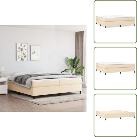 Boxspringbett mit Matratze Creme 200x200 cm Stoff - Boxspringbett - Doppelbett - Cremefarbenes Bett - Bettsystem - Liegekomfort (1/5)
