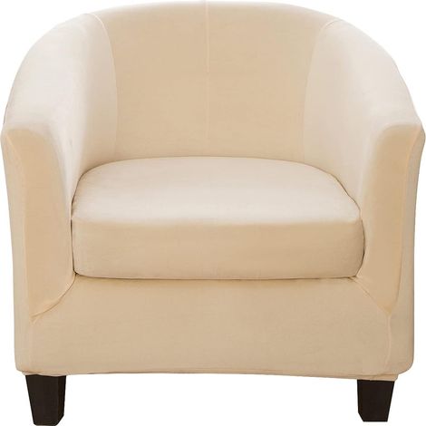 Convertible Armchair Cover with Geometric Print, Relax Club Sofa Cover, Bathtub Chair Cover, Stretch Polyester Armchair Cover (Chair Cover + Cushion Cover, Beige) (1/5)