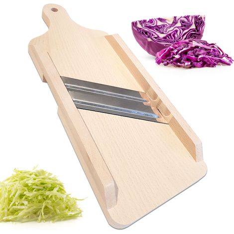 Rallador de repollo de madera, 2 cuchillas, rallador de lechuga y pepino, 2 cuchillas (1/5)