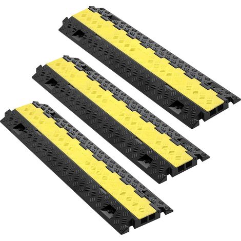 Protège-câble 2 canaux TPU, capacité 9 979 kg/essieu, 31 x 28 mm, couvercle rabattable, usage intérieur/extérieur, lot de 3. (1/5)