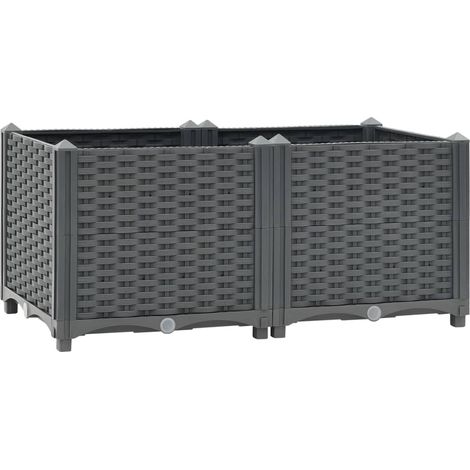 Fioriera rialzata per piante e fiori giardino 80 x 40 x 38 cm polipropilene grigio scuro 020000945