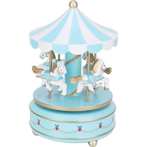 Boîte à musique Carrousel Cadeau Anniversaire Noël Mariage Décor Bleu (1/5)