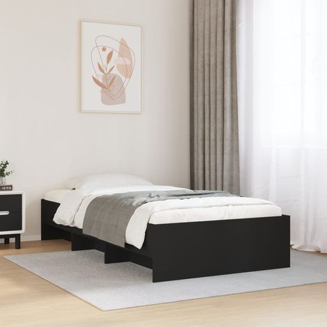 Bed Frame without Mattress Black 75x190 cm Small Single Engineered Wood vidaXL (1/5)