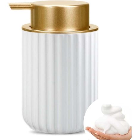 Handschaumspender mit goldener Bombe, wiederaufladbare 11-Unzen-Keramik für Küche, Bad, Desinfektionsmittel, Handwaschbecken (schwarz)