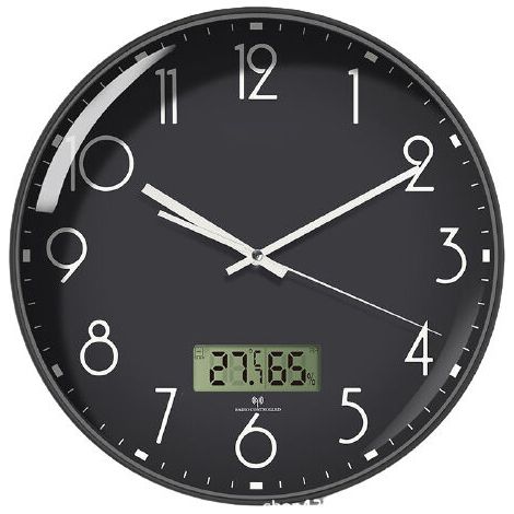 royaluxe - Horloge murale de salon de 12 pouces horloge en plastique domestique simple horloge à quartz muet , visage noir et cadre noir L , 30530cm, (1/5)