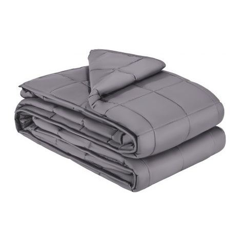 Manta con Peso, 11,3 kg, 203 x 220 cm, Tamaño King, Suave, 100 % Algodón, con Perlas de Vidrio, Transpirable, para Adultos 113 a 140 kg, Alivia la Ansiedad y Estrés, Mejora el Sueño, Gris (1/5)