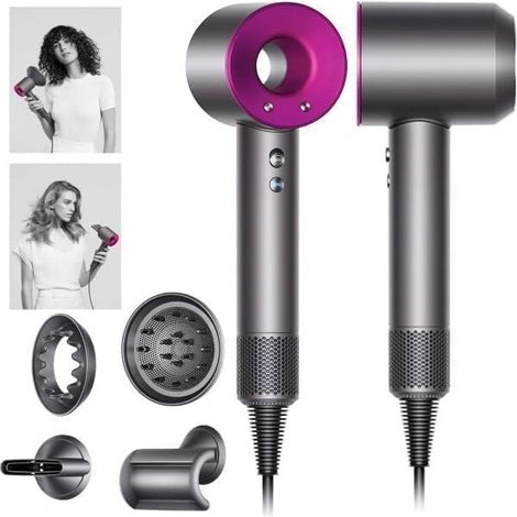 Trade Shop Traesio – Sèche-cheveux Ionic Supersonic 1200W – Moteur sans brosse – 3 vitesses – Séchage rapide et doux pour tous types de cheveux