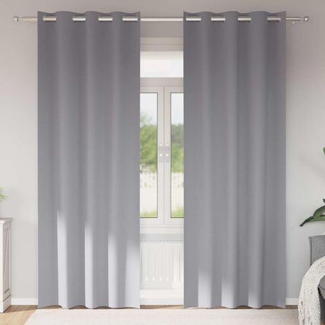 Verdunkelungs-Vorhänge mit Ringen 2 pcs Hellgrau 260 x 140 cm