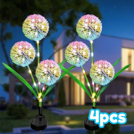 Outdoor Solar Light, Outdoor Solar Garden Dandelion Flower Light, IP65 Waterproof Solar Lighting Color Changing LED Decoration for Channel Patio Balcony (4 Pack) (1/5)