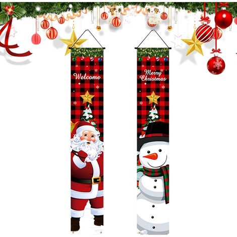 1 Paire Bannière Porte NoëL Decoration Noel Exterieur Decoration Porte Noel Porte de Décoration de NoëL Suspendue Bannières de Joyeux Noël Couplets pour la Porte D'Entrée Cour Porche (1/4)