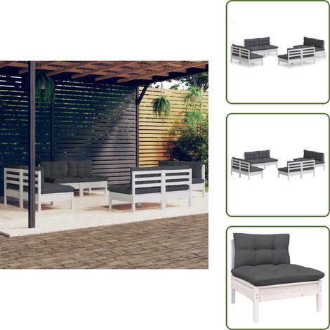 8-tlg. Garten-Lounge-Set mit Anthrazit Kissen Kiefernholz - Gartenzubehör - Gartenmöbel - Loungesessel - Kiefernholz Möbel - Outdoor Furniture (1/5)
