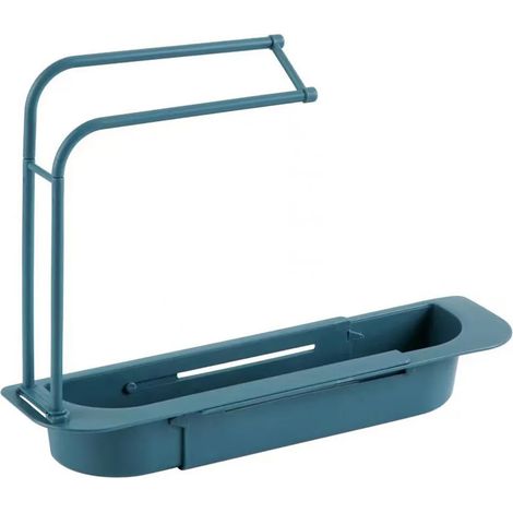 Égouttoir d'évier télescopique extensible, porte-serviettes intégré, ventilation et drainage, installation facile, étagère de cuisine multifonctionnelle (1/5)