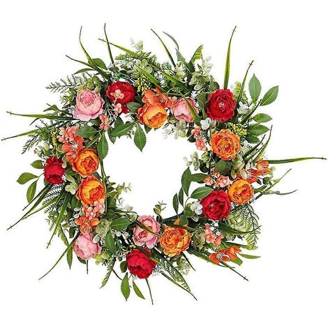Couronne de fleurs, couronne de pivoines artificielles, couronne de printemps, couronne de Saint-Valentin, cadeaux (1/4)